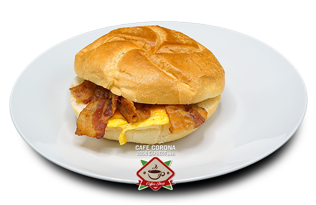 Two eggs on a roll with Meat
